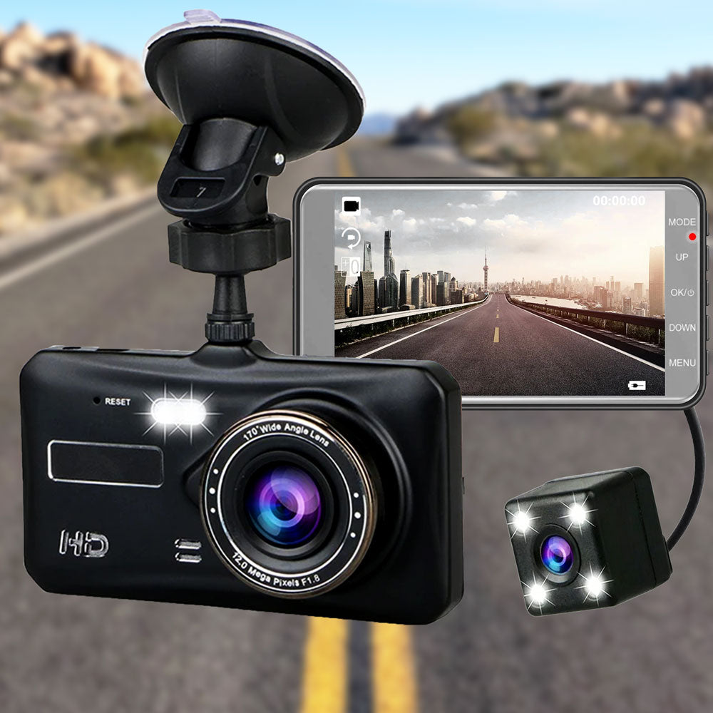 UHD Dual Dash Cam With Night Vision And Parking Monitor Black - Tophatter Daily Deals