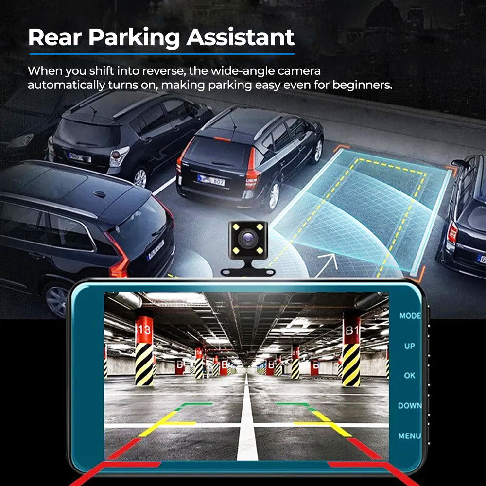 UHD Dual Dash Cam With Night Vision And Parking Monitor - Tophatter Daily Deals