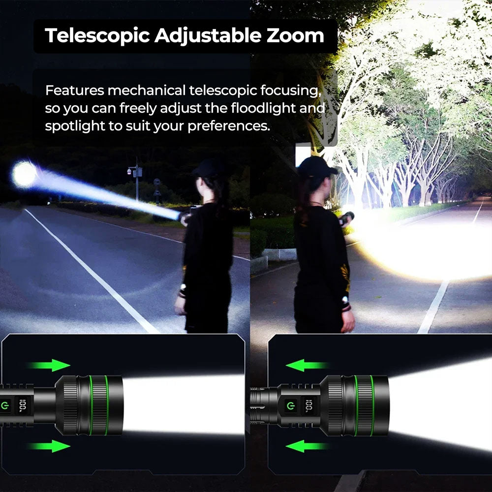 Flashlight 100K Lumens Rechargeable LED Waterproof Camping - Tophatter Daily Deals