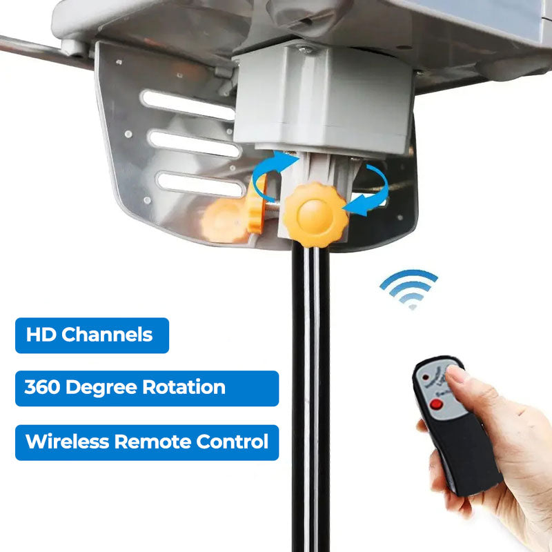Outdoor HD TV Antenna 990 Mile Range Rotatable Mast - Tophatter Daily Deals