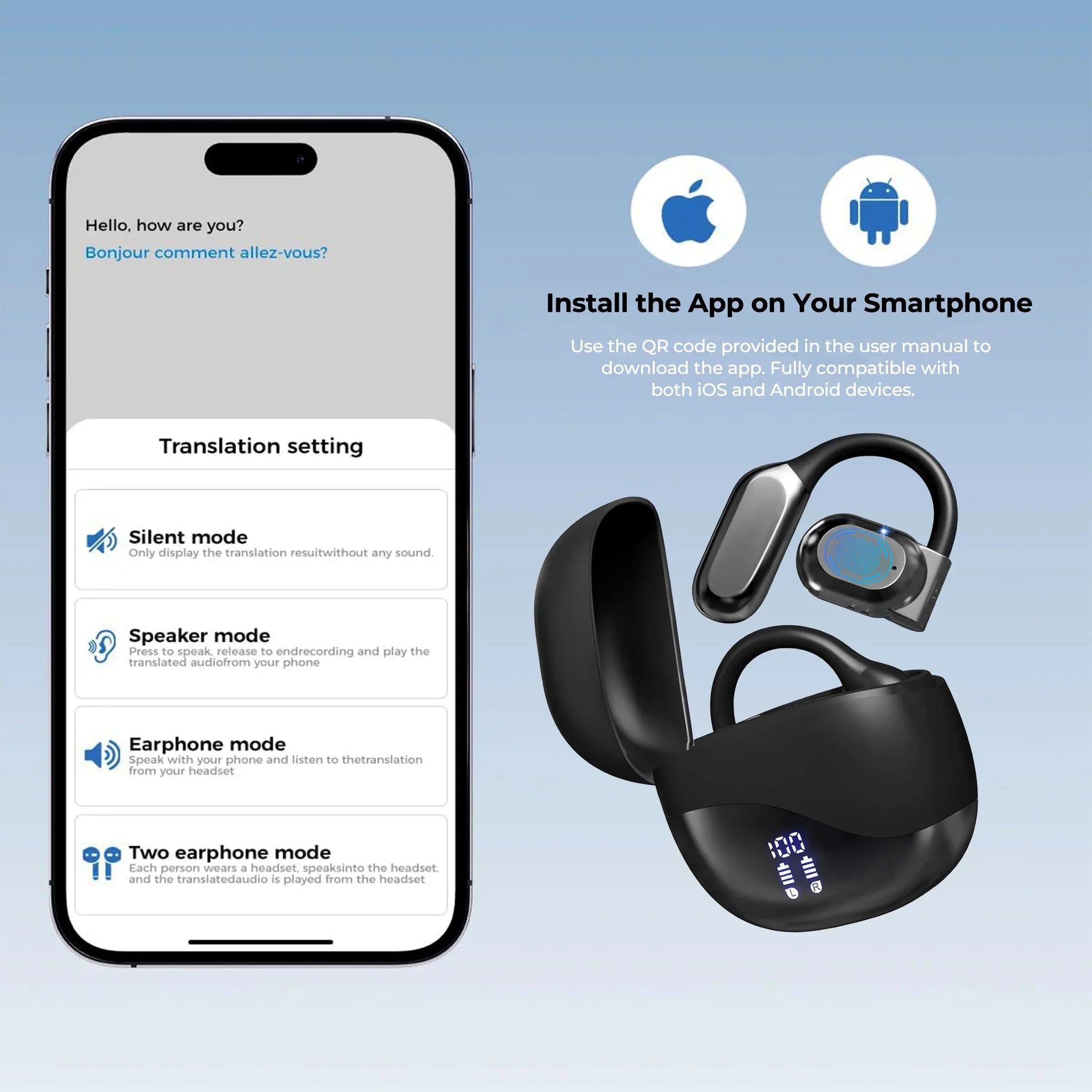 AI Translation Earbuds Real Time 144 Languages, Clear Calls - Tophatter Daily Deals
