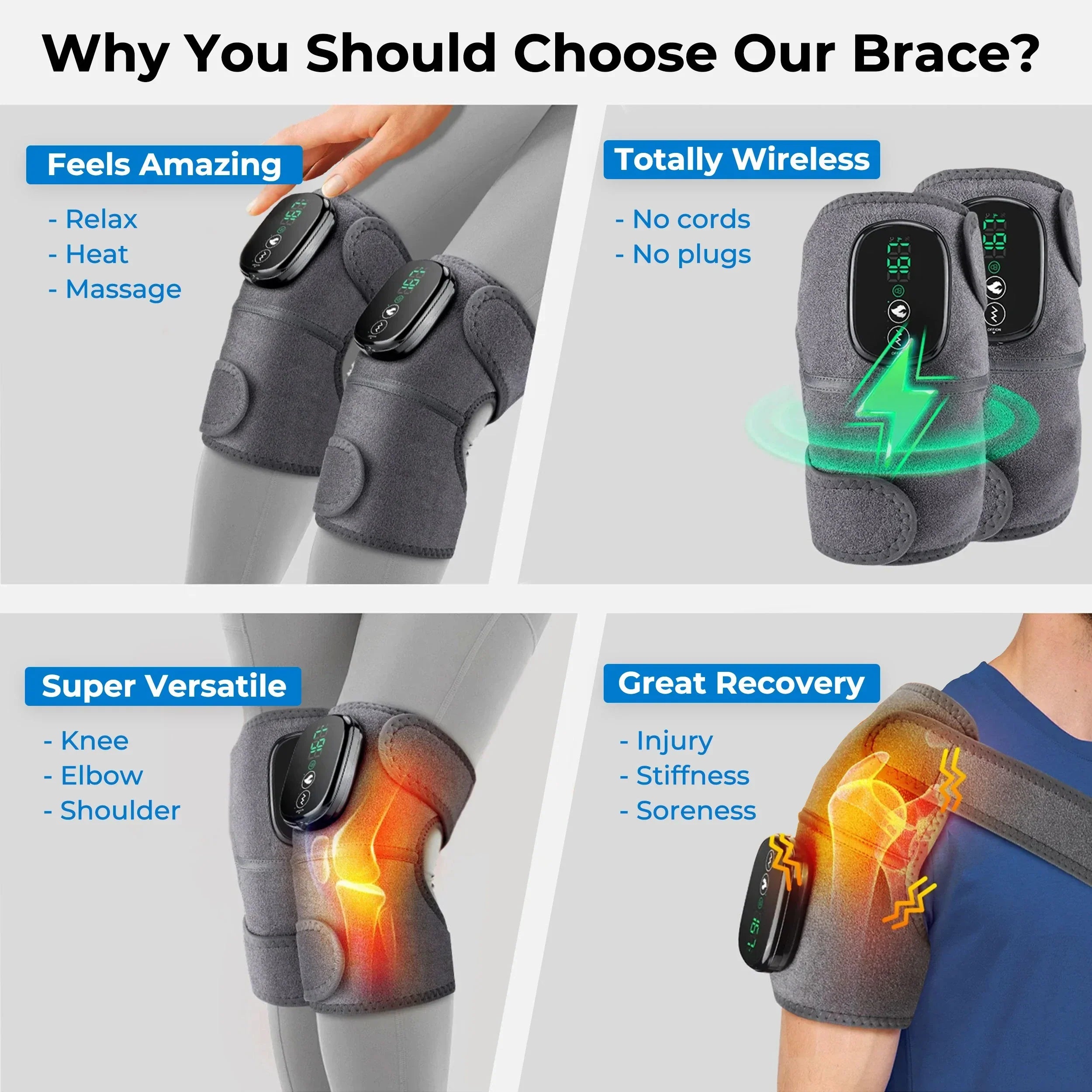 Wireless Heated Massager 3 In 1 Knee Elbow Shoulder - Tophatter Daily Deals