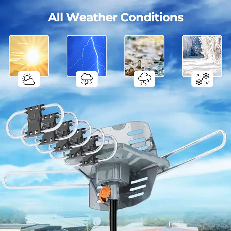 Outdoor HD TV Antenna 990 Mile Range Rotatable Mast - Tophatter Daily Deals