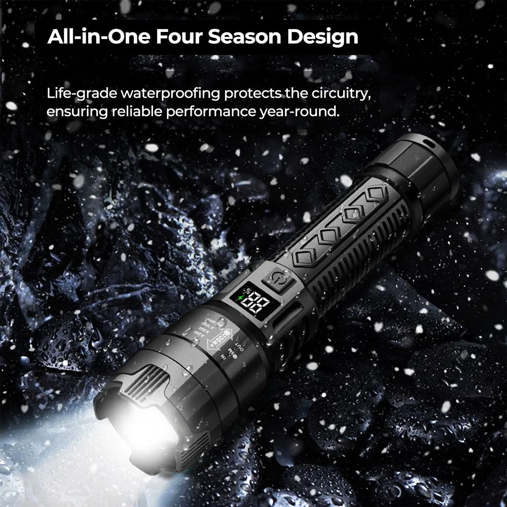 Flashlight 100K Lumens Rechargeable LED Waterproof Camping - Tophatter Daily Deals
