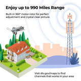Outdoor HD TV Antenna 990 Mile Range Rotatable Mast - Tophatter Daily Deals