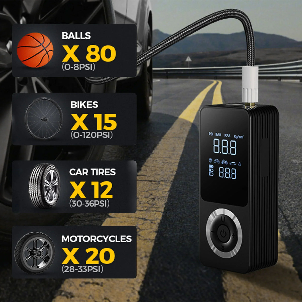 Tire Inflator Portable Digital Pump With Auto Shutoff - Tophatter Daily Deals