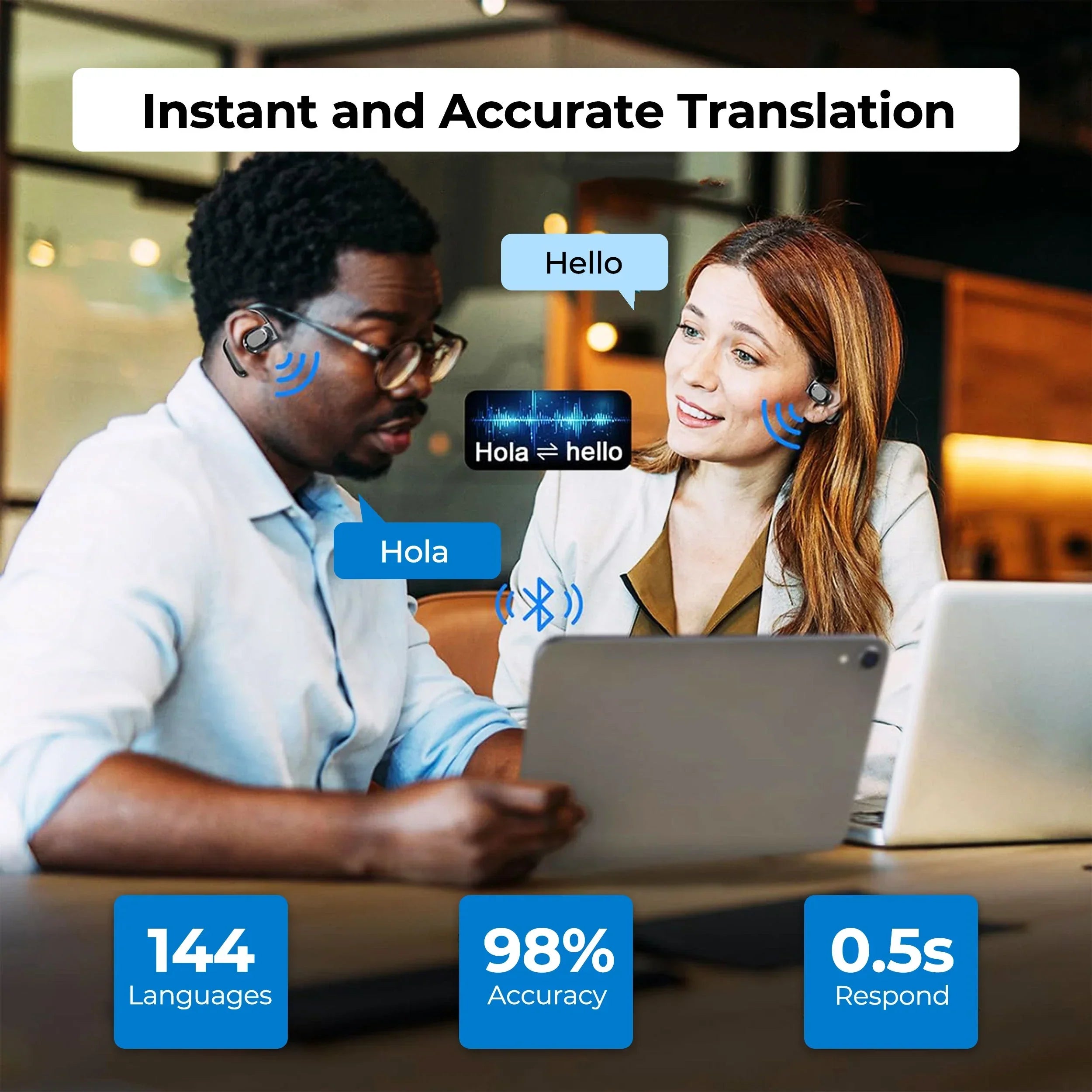 Translation Earbuds 144 Languages Wireless AI Translator - Tophatter Daily Deals