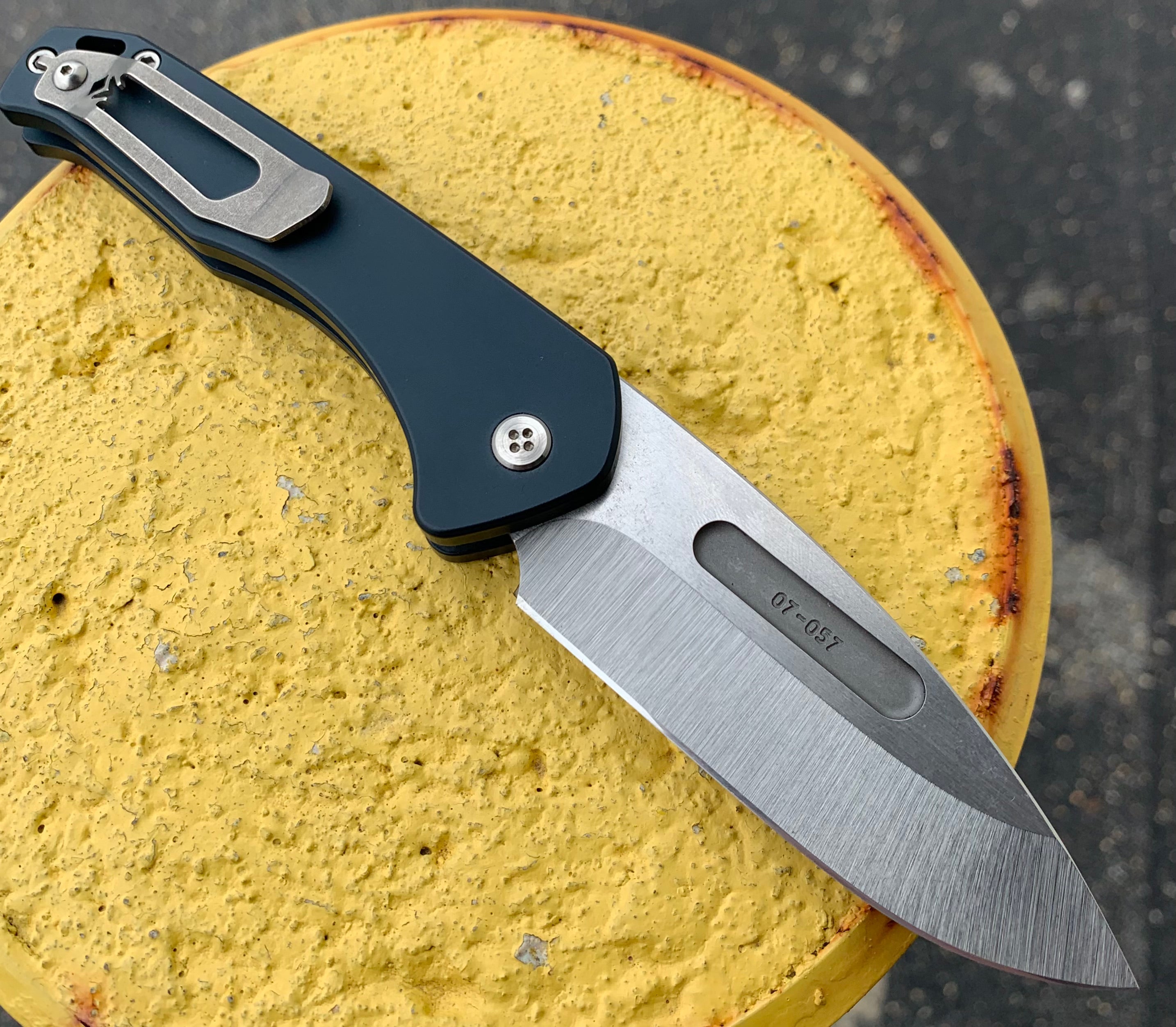 Medford - Praetorian Swift - Push Button Automatic - S35VN - Tumbled Finish - Blue Aluminum Handles Collectors - Tophatter Daily Deals