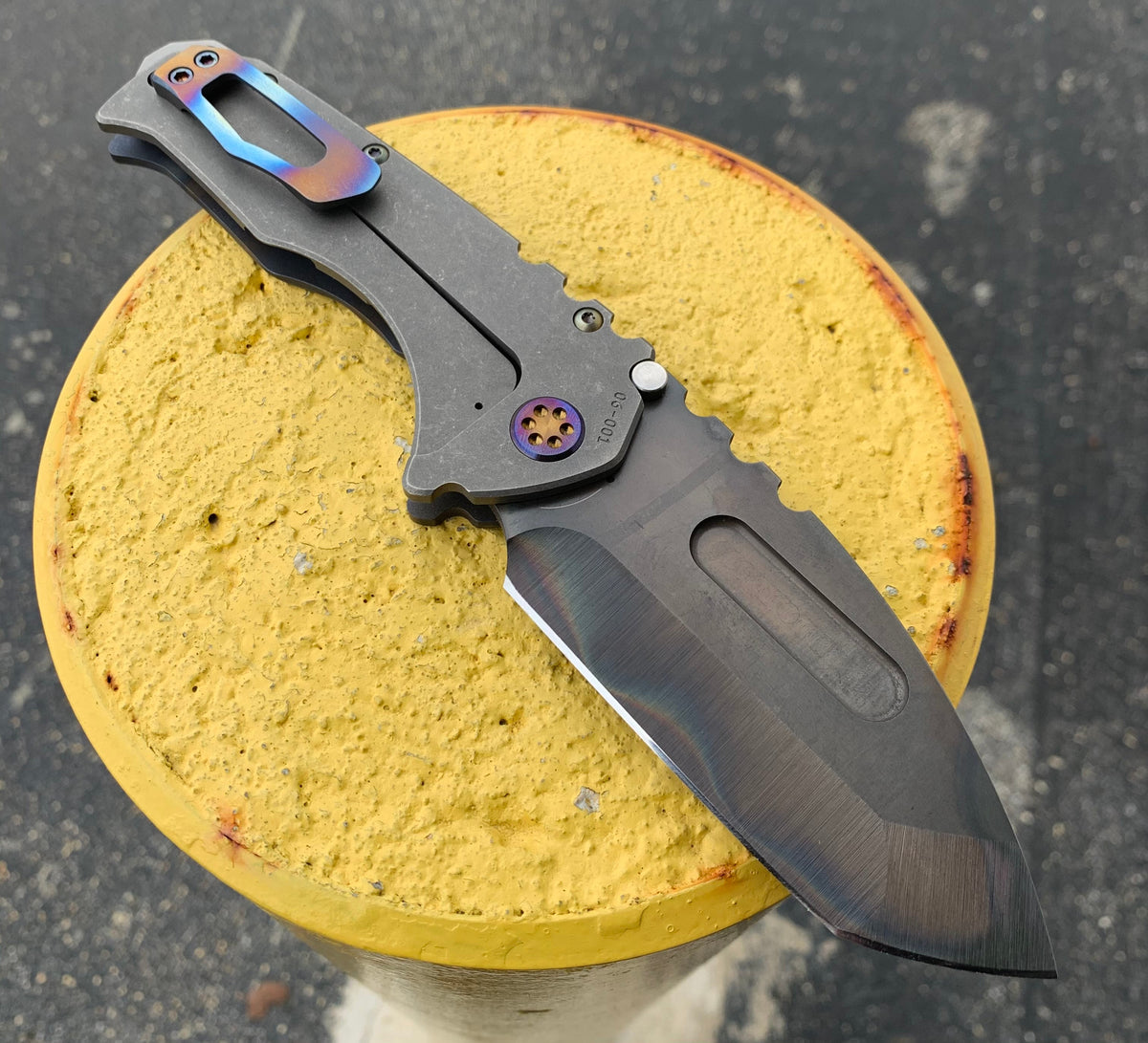 Medford - Praetorian T - Vulcan Finish D2 Tanto Blade -"Starry Night" Handles - Flamed Hardware & Clip Collectors - Tophatter Daily Deals