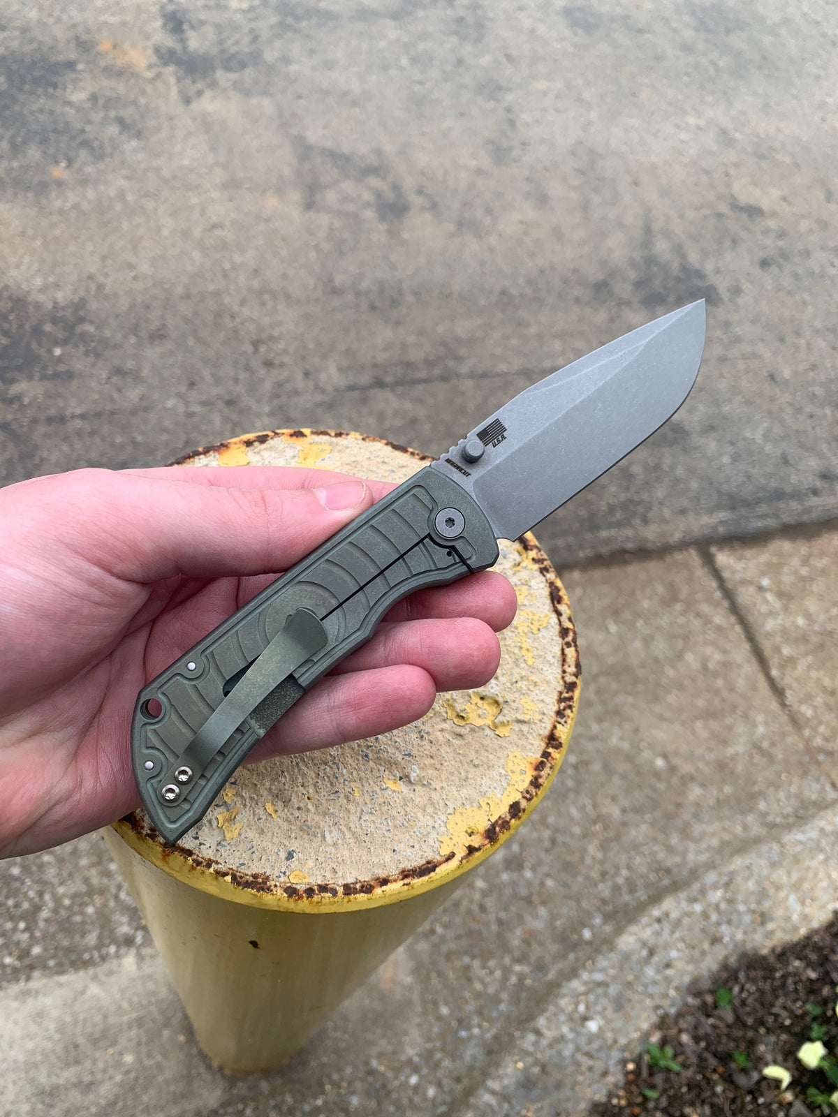 McNees Custom Knives MAC 2 3.5 - Milled Shockwave Green Ano Handle - Matte Stonewashed Blade Knives - Tophatter Daily Deals