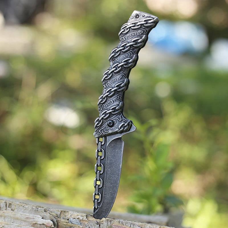Embossed folding knife mountaineering portable camping knife for self-defense - Tophatter Daily Deals