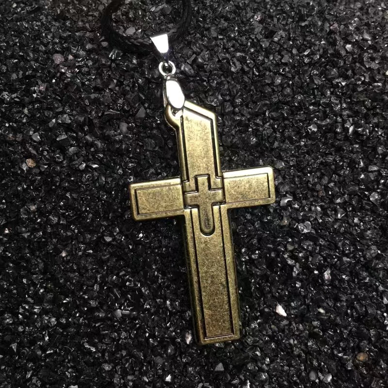 Cross Necklace Self-Defense Hidden Knife Replaceable Blade Necklace Bronze - Tophatter Daily Deals