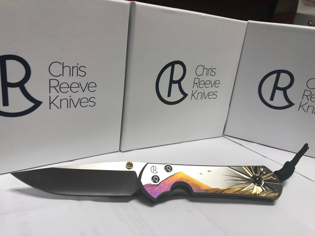 Chris Reeve Knives Small Sebenza 31 - Unique Graphic "Morning Sun" - Drop Point - S31-1408 FOLDING KNIVES - Tophatter Daily Deals