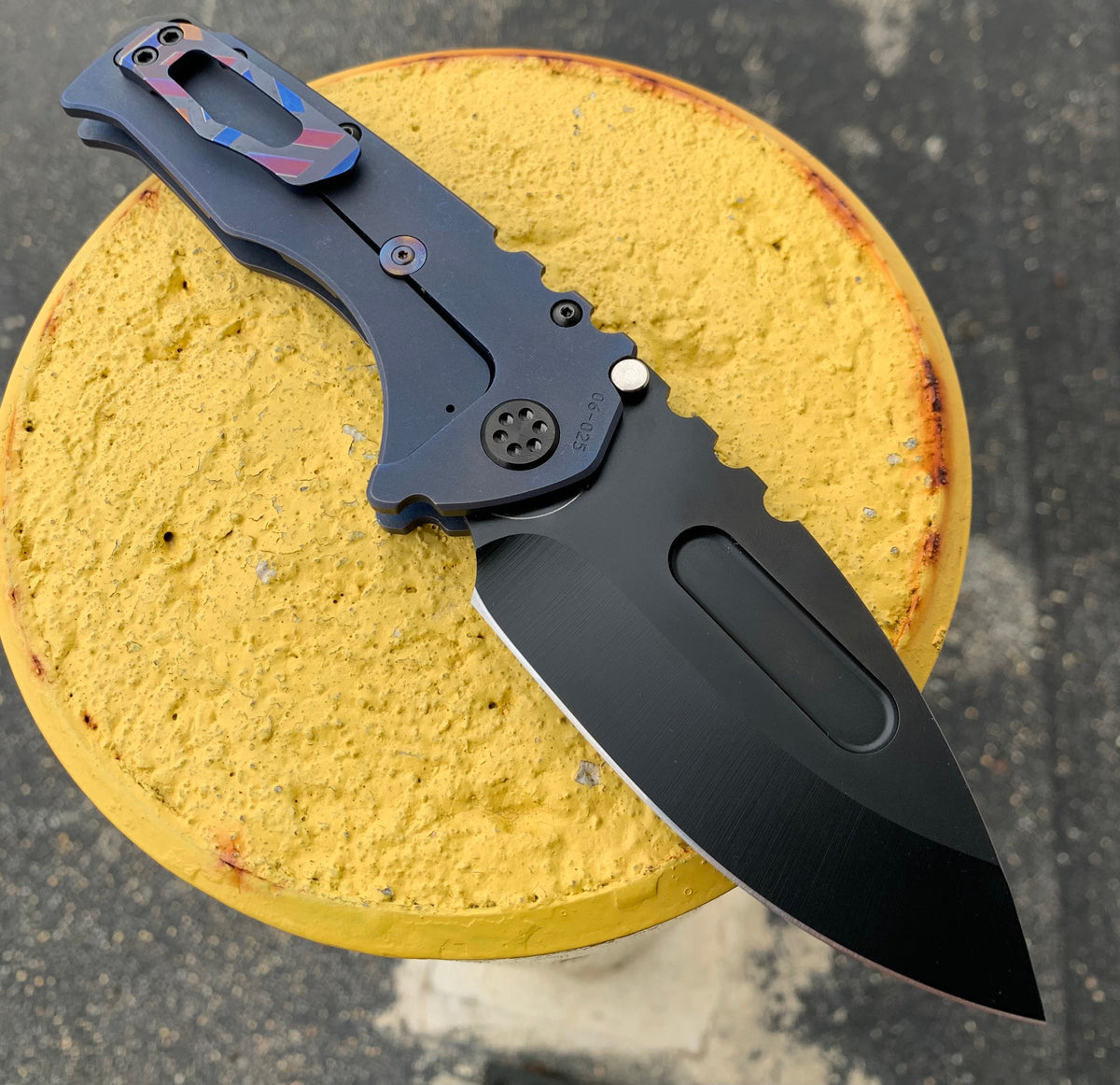Medford - Praetorian T - Tumbled S35VN Drop Point Blade - "Geometric" Handles - PVD Hardware & Clip Collectors - Tophatter Daily Deals