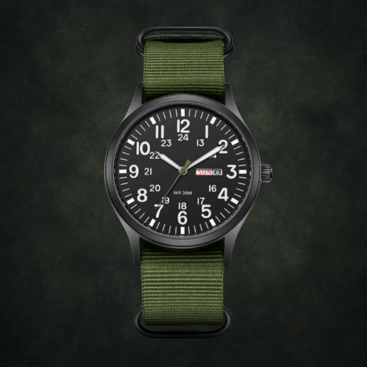 Adventure Men’s Watch – Waterproof, Scratch-Resistant, Nylon Strap, Rugged Outdoor Design Green Black Men's wristwatches - Tophatter Daily Deals
