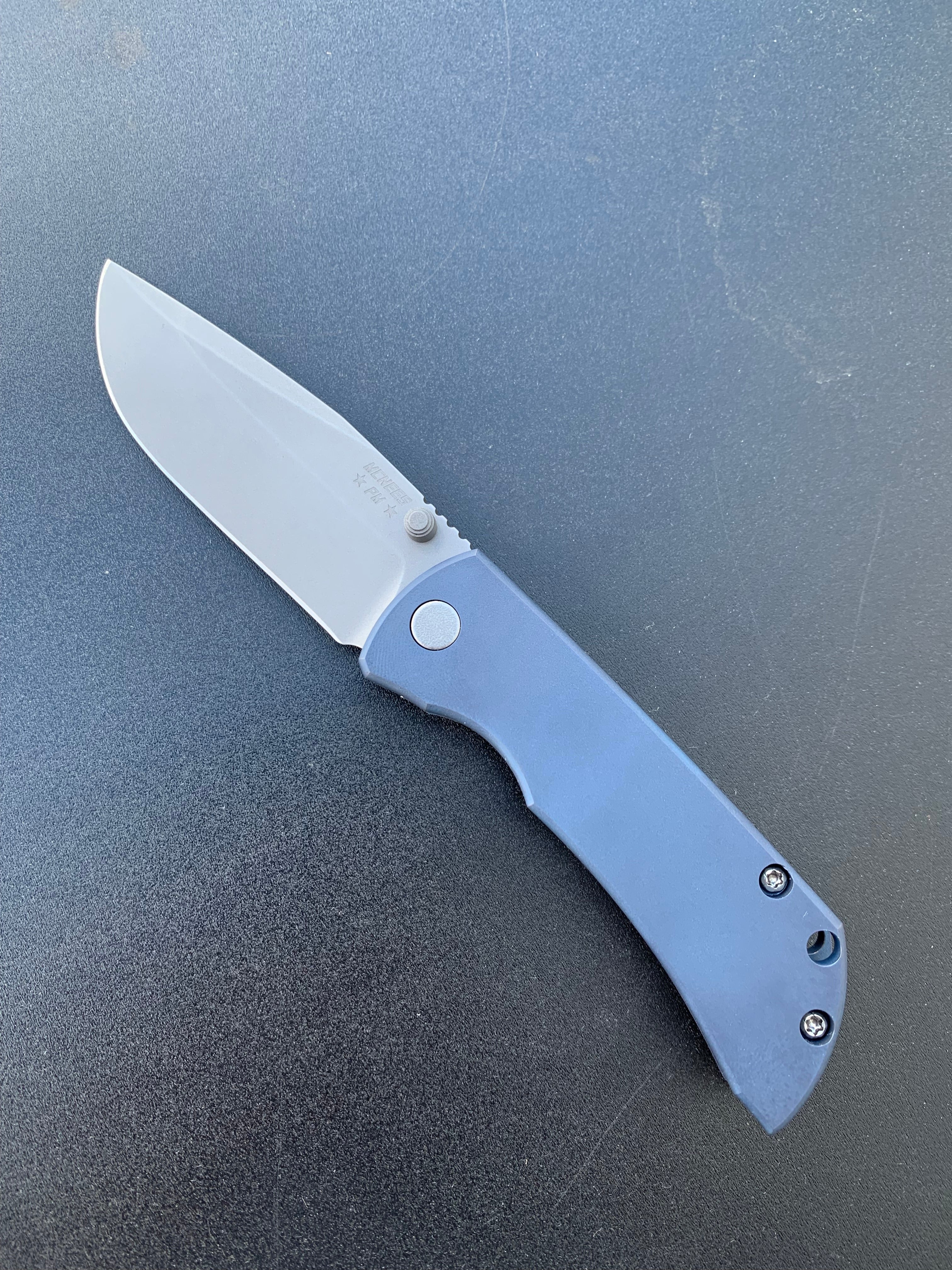 McNees Custom Knives MAC 2 - Matte Stonewashed Blade - Blue Ano Handle Knives - Tophatter Daily Deals