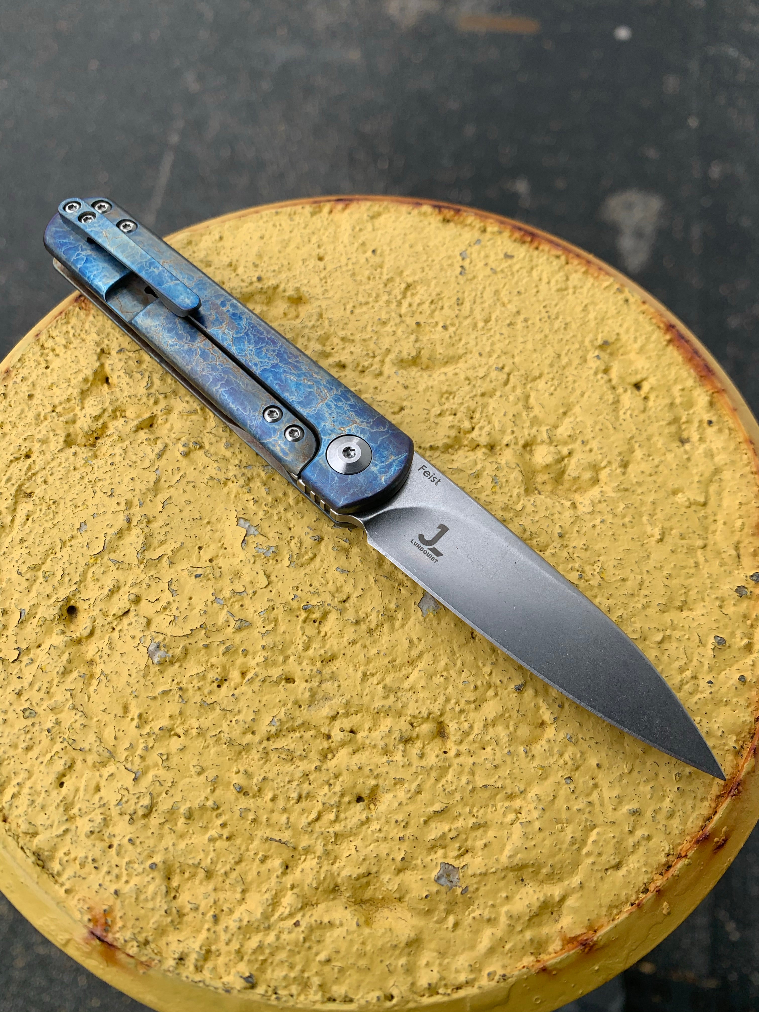 Kizer Feist - Drop Point - Lightning Strike Finish - St. Nick's Custom Anodization Knives - Tophatter Daily Deals