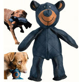 Indestructible Bear Dog Toy With Squeaker Heavy Duty Blue - Tophatter Daily Deals