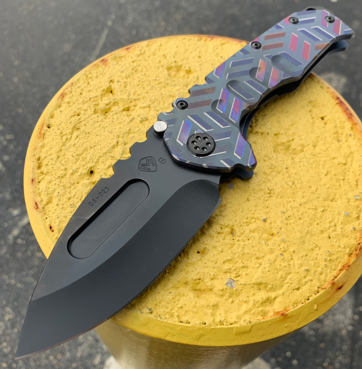 Medford - Praetorian T - Tumbled S35VN Drop Point Blade - "Geometric" Handles - PVD Hardware & Clip Collectors - Tophatter Daily Deals