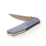 GiantMouse ACE Clyde - Denim Micarta - CPM-20CV - Brass Thumbstud and Backspacer Knives - Tophatter Daily Deals