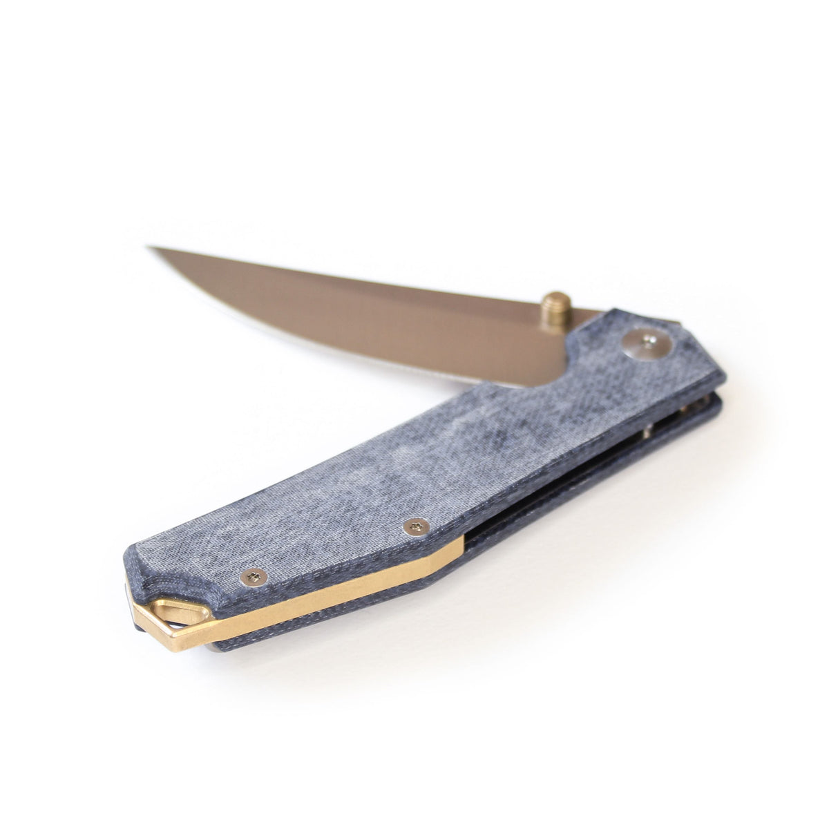 GiantMouse ACE Clyde - Denim Micarta - CPM-20CV - Brass Thumbstud and Backspacer Knives - Tophatter Daily Deals