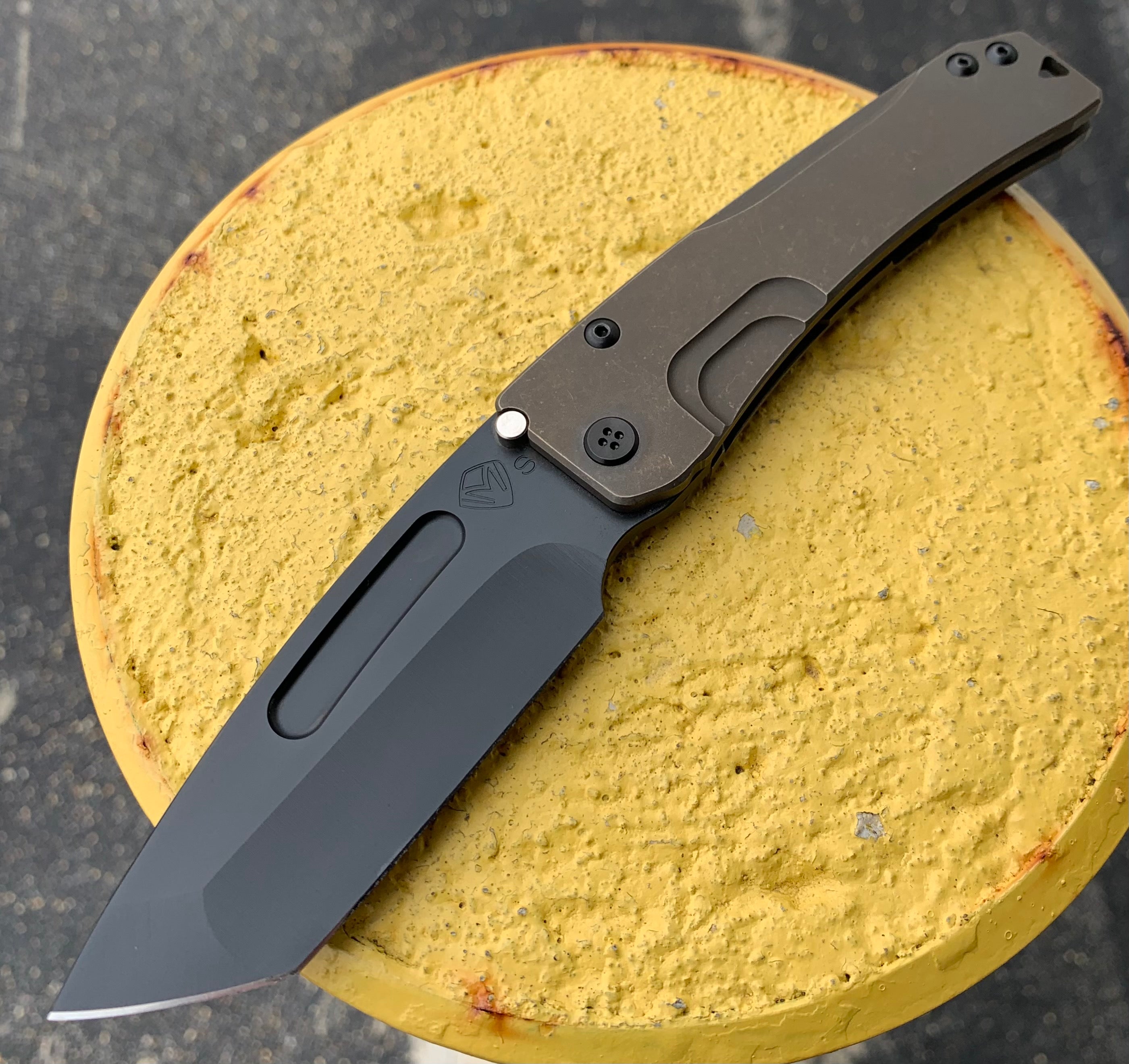 Medford - Slim Midi Marauder - S35VN - PVD Tanto Blade - Bronze Ano - PVD Clip and Hardware Knives - Tophatter Daily Deals