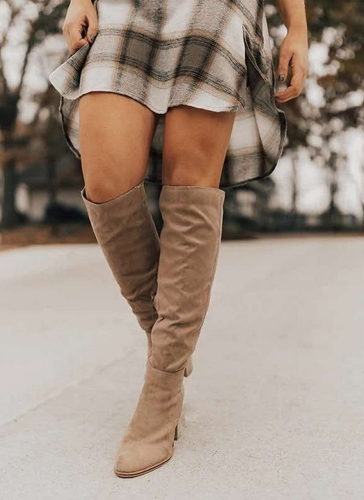 Supportive Women’s Knee Boots - Suede Slouchy, Everyday - Tophatter Daily Deals
