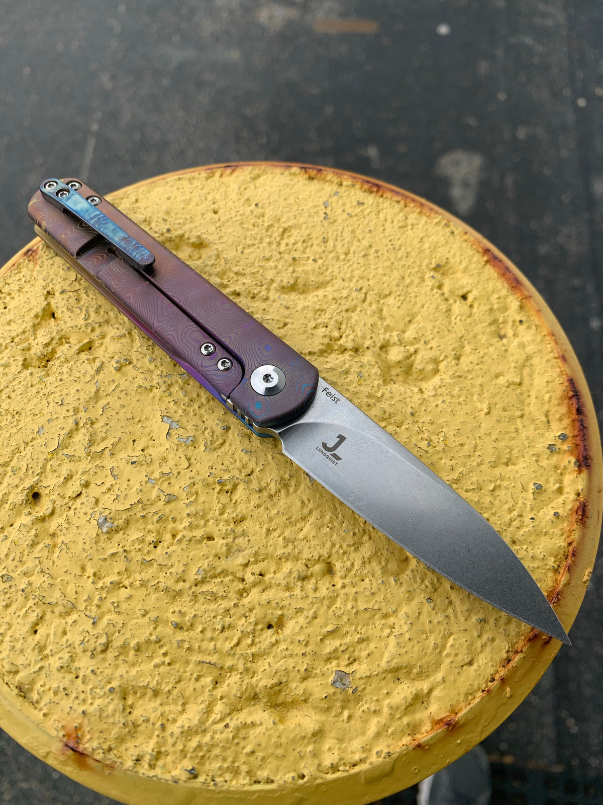 Kizer Feist - Drop Point - "Raindrop" - Ano Fade - St. Nick's Custom Anodization Knives - Tophatter Daily Deals