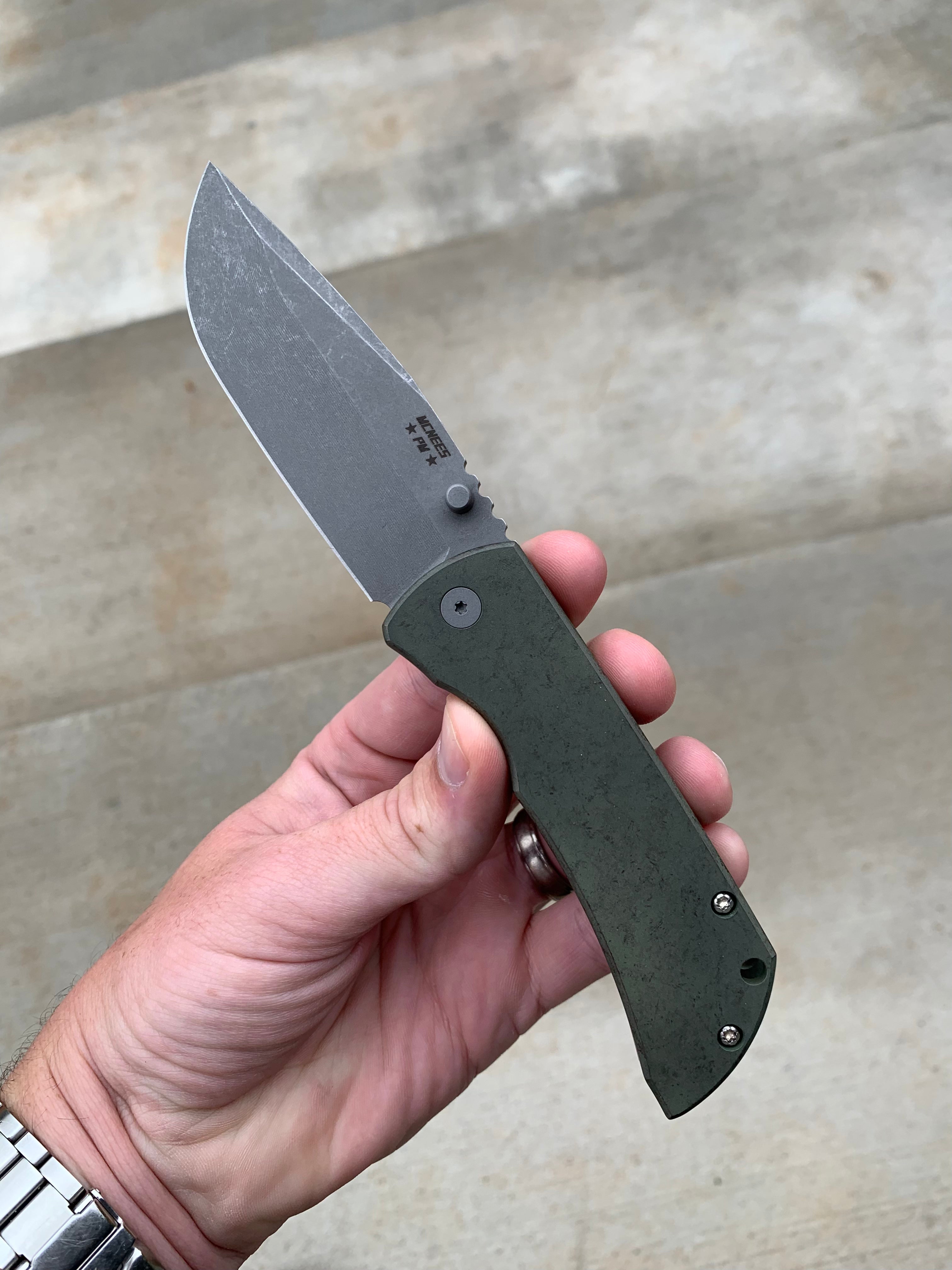 McNees Custom Knives MAC 2 3.5 - Atomic Green Ano Handle - Matte Stonewashed Blade Knives - Tophatter Daily Deals