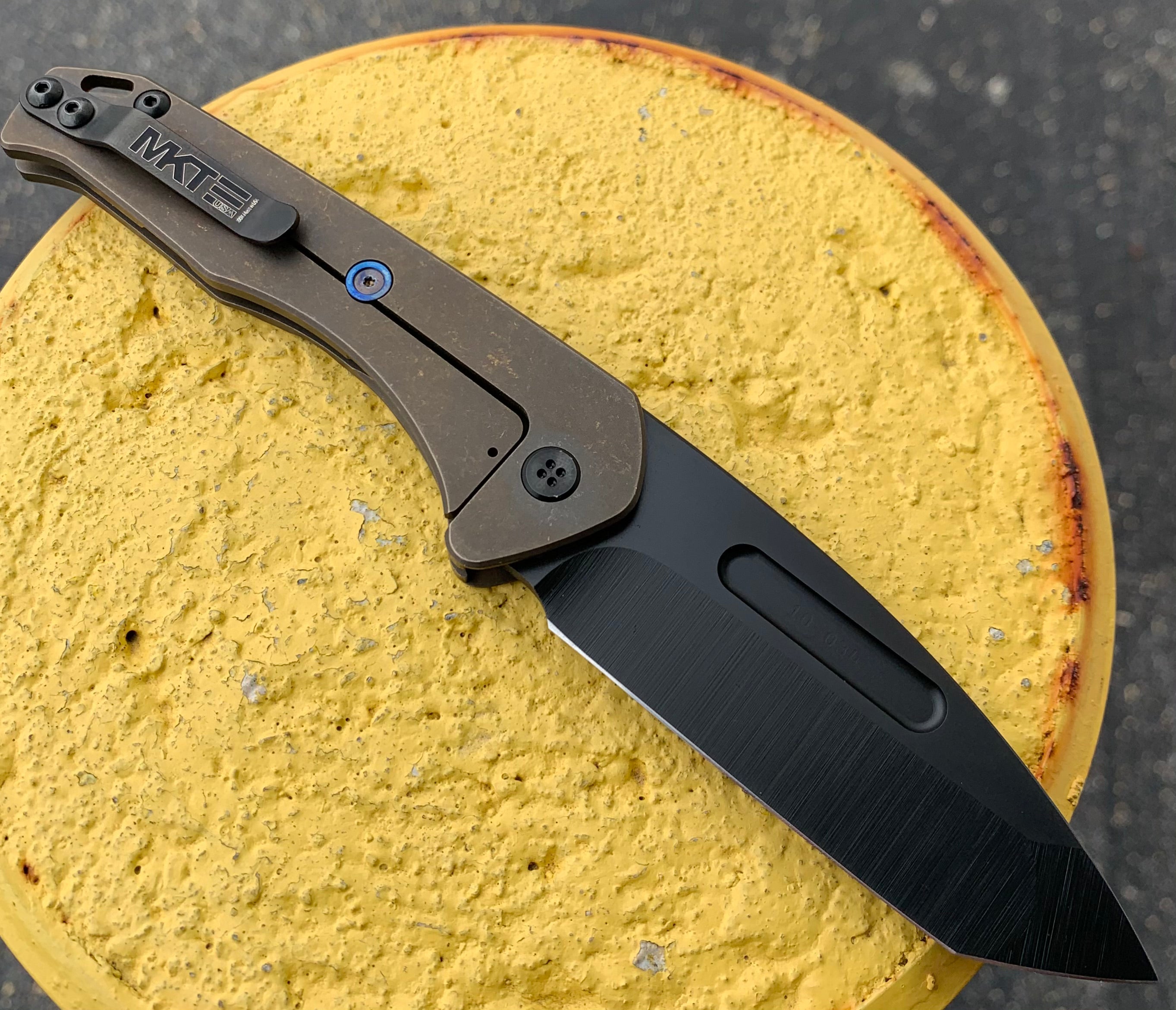 Medford - Praetorian Slim - S35VN PVD Tanto Blade - Bronze Ano Handles - PVD Hardware and Clip Knives - Tophatter Daily Deals