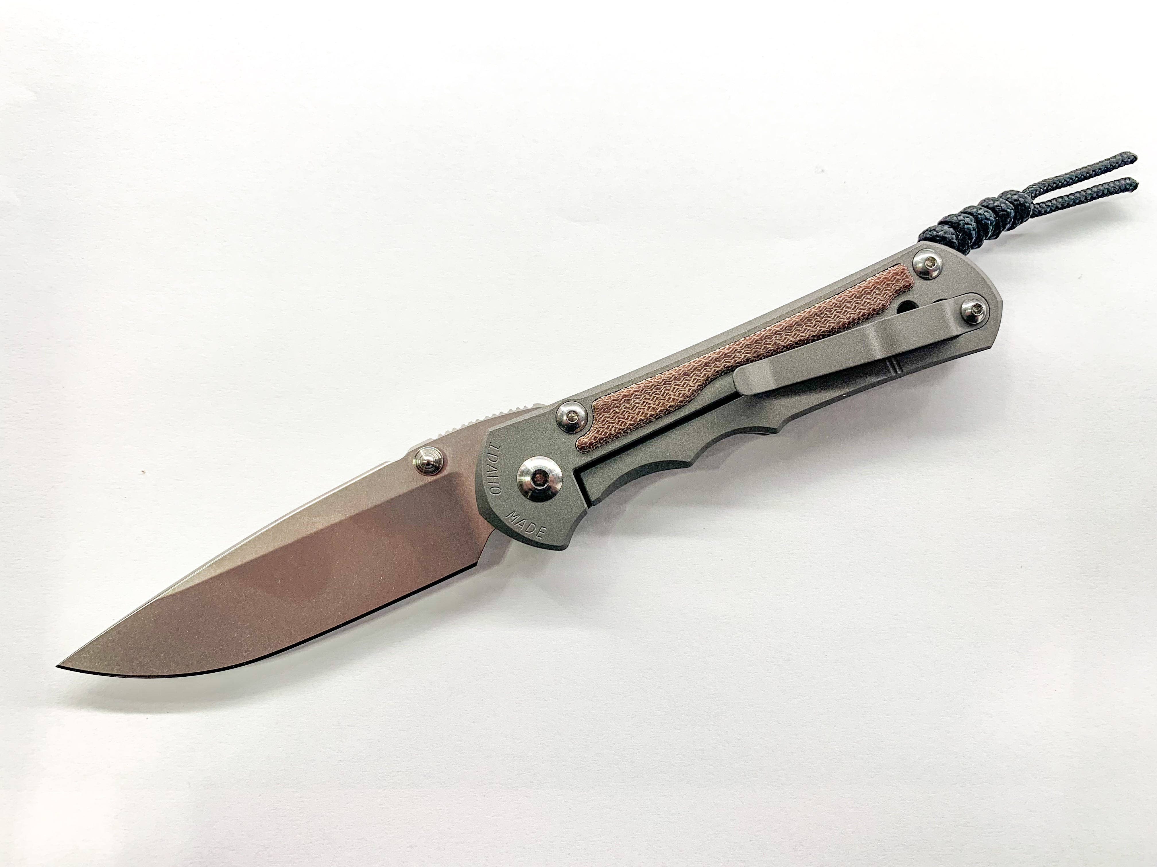 Chris Reeve Knives Large Inkosi - Left Handed - Drop Point Blade - Natural Canvas Micarta Inlay - LIN-1015 Collectors - Tophatter Daily Deals