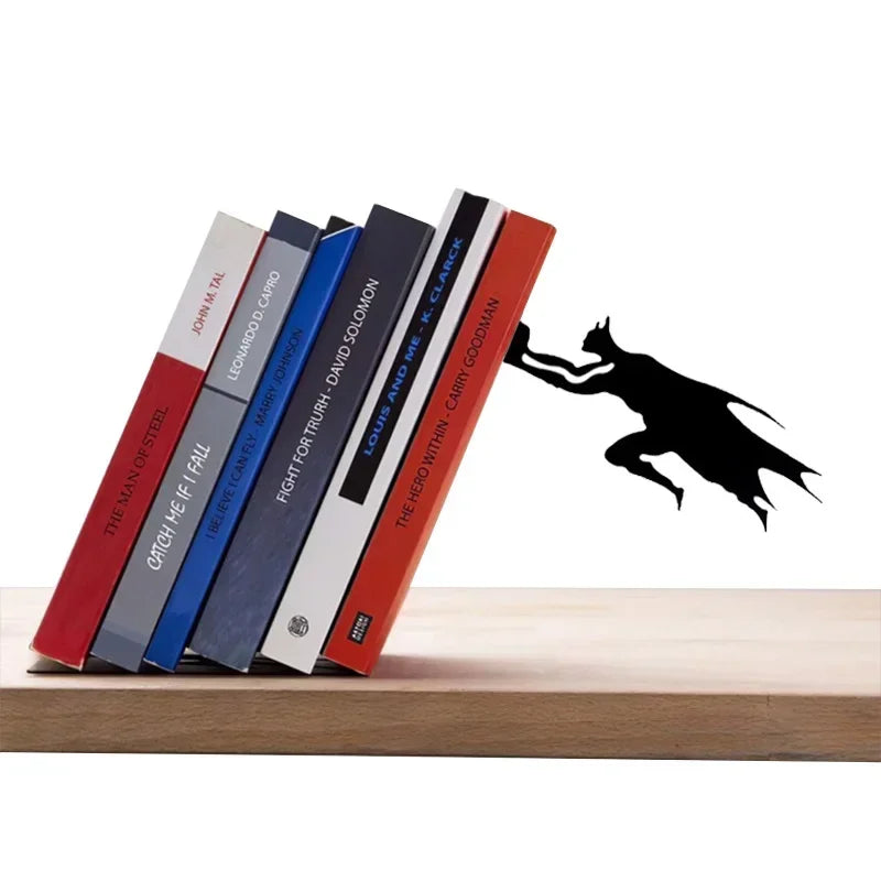Superhero Bookend Figurines Metal Bookshelf Decor Desktop Ornament Office Desktop Accessories Bookshelf Home Decoration Batman 1 - Tophatter Daily Deals