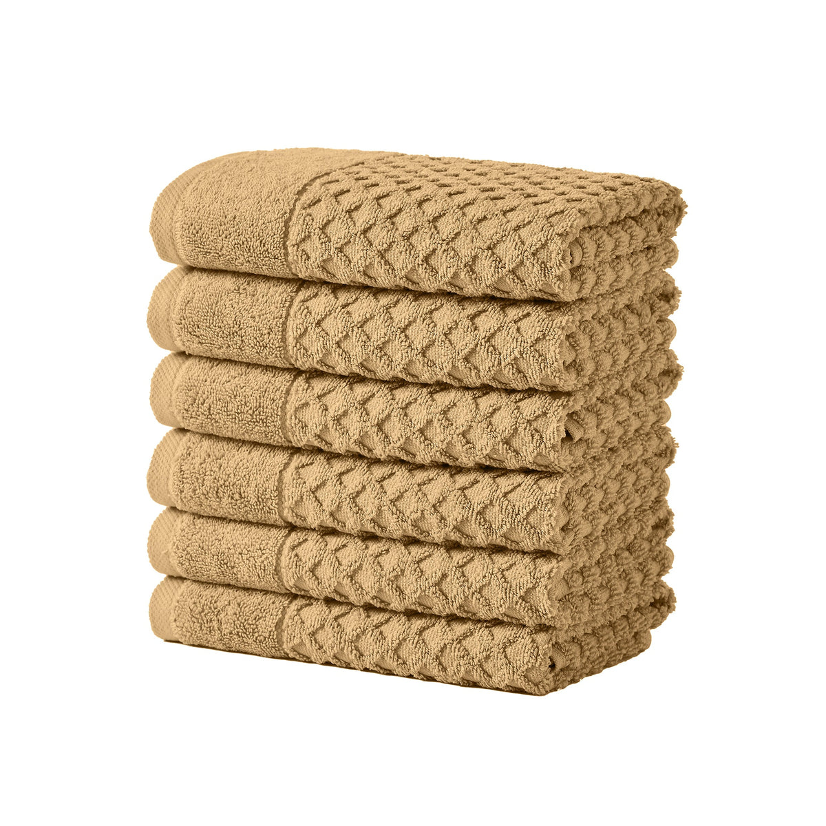 Cotton Diamond Waffle Weave Bath Towel Set - Grayson Collection Hand Towel (Pack of 6) Sand Bath - Tophatter Daily Deals