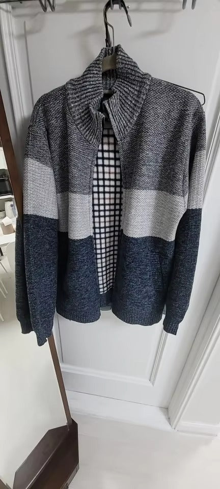 Mens Fleece Zipper Cardigan Winter Jacket Sweater - Tophatter Daily Deals
