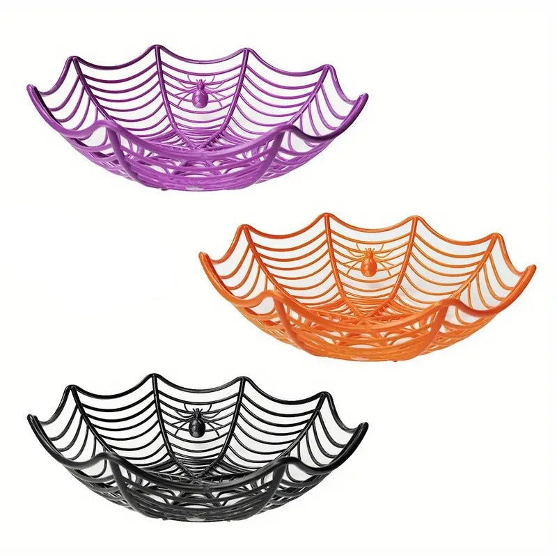 Halloween Candy Baskets Spider Web Plastic Bowls (3pcs) Halloween - Tophatter Daily Deals