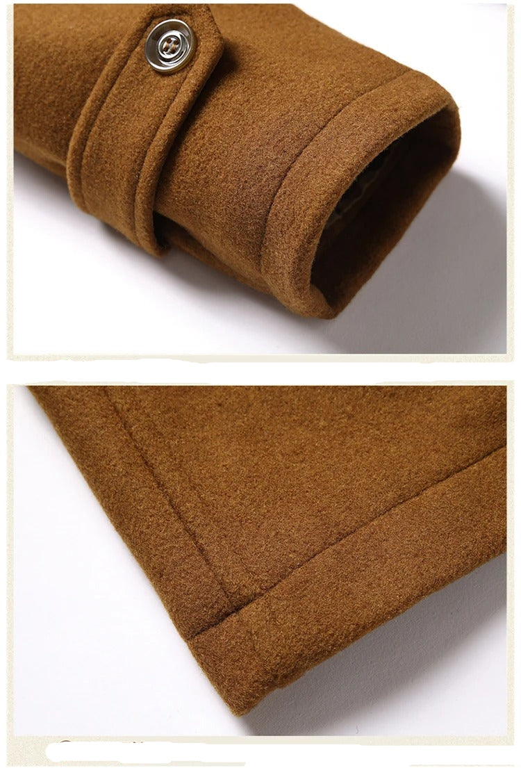 Men's Double Collar Wool Business Coat Winter (Khaki) Apparel & Accessories > Clothing > Outerwear > Coats & Jackets > Overcoats - Tophatter Daily Deals