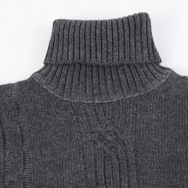 Men's Turtleneck Warm Pullover Knitted Sweater (Dark Grey) Apparel & Accessories > Clothing > Clothing Tops > Sweaters - Tophatter Daily Deals