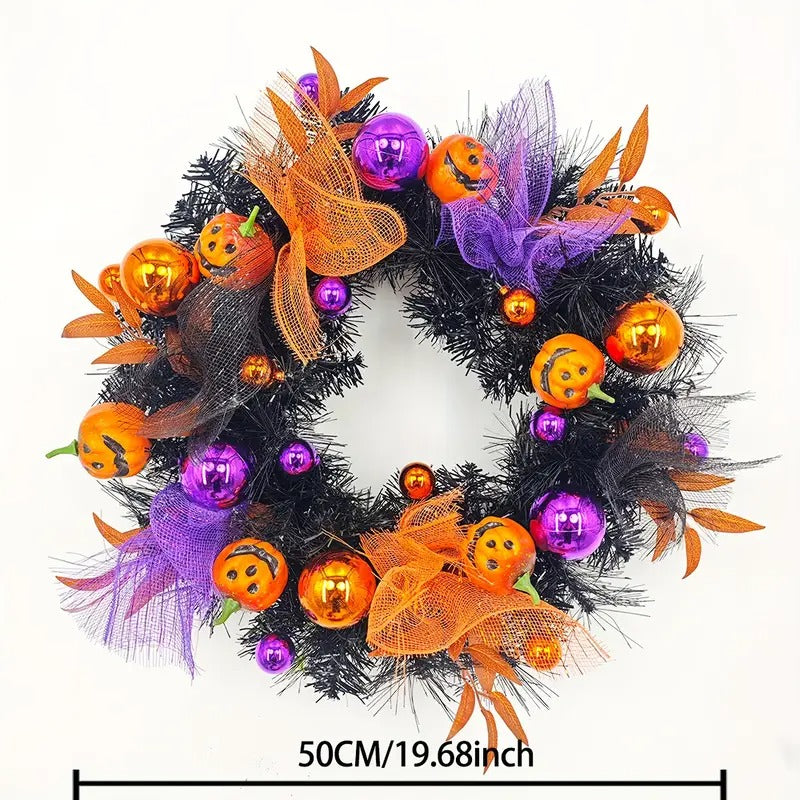 Halloween Pumpkin Wreath Door Decoration Halloween - Tophatter Daily Deals