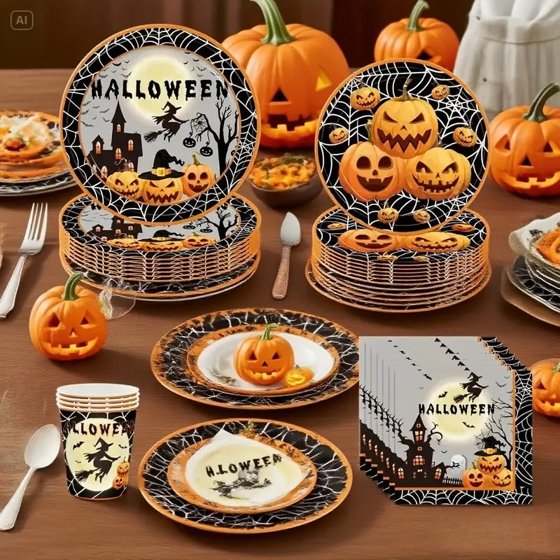 Halloween Party Dinnerware Set (140pcs) - Tophatter Daily Deals