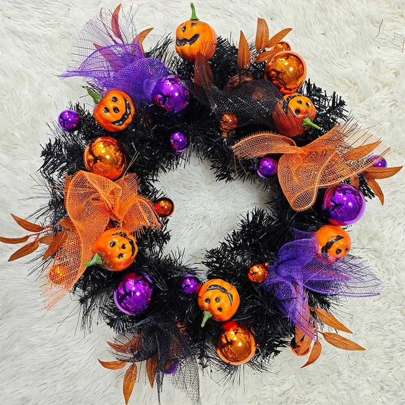 Halloween Pumpkin Wreath Door Decoration Halloween - Tophatter Daily Deals