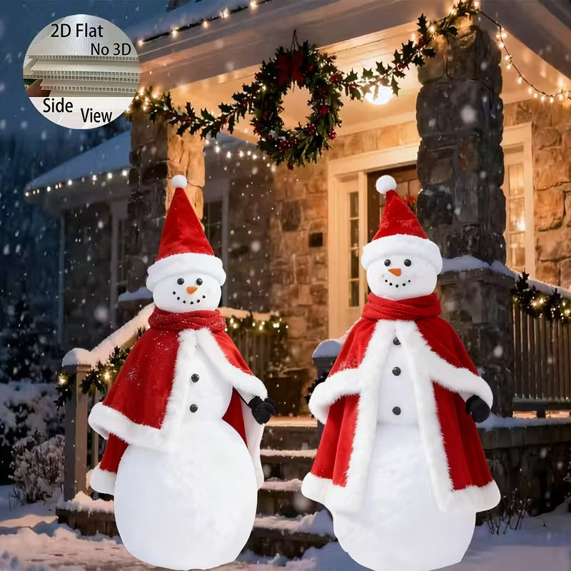 2D Flat Snowman Christmas Lawn Decoration (2pcs) Christmas - Tophatter Daily Deals
