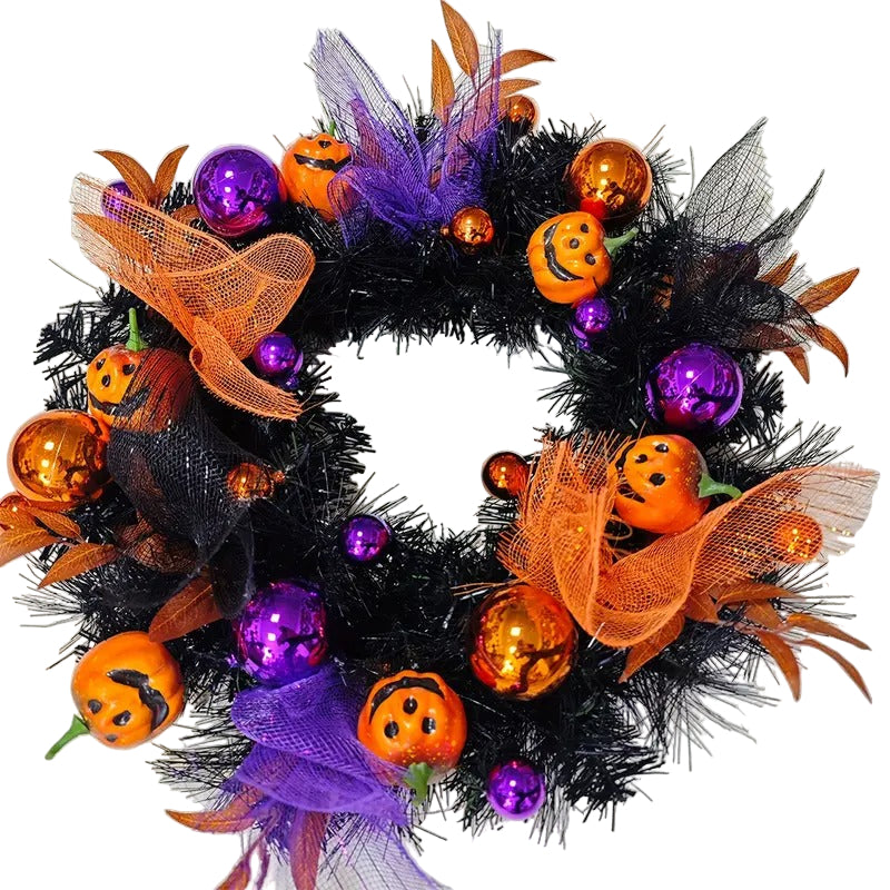 Halloween Pumpkin Wreath Door Decoration Halloween - Tophatter Daily Deals