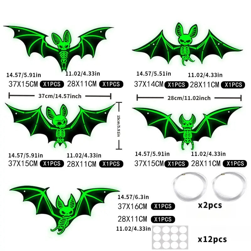 Halloween Luminous Bat Hanging Decoration Set (24pcs) - Tophatter Daily Deals