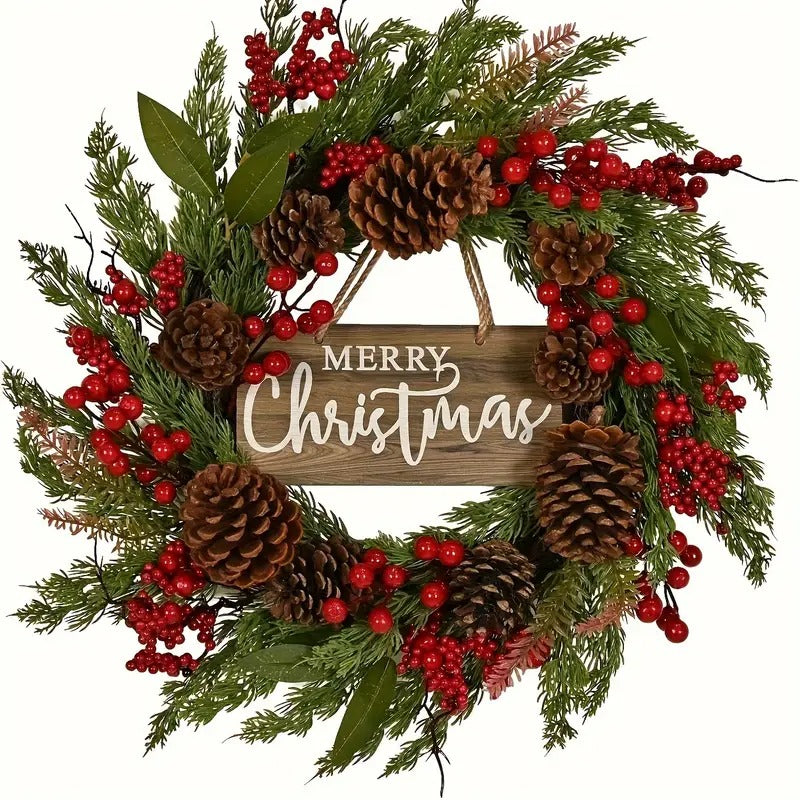 Christmas Wreath with Pinecones & Berries Christmas - Tophatter Daily Deals