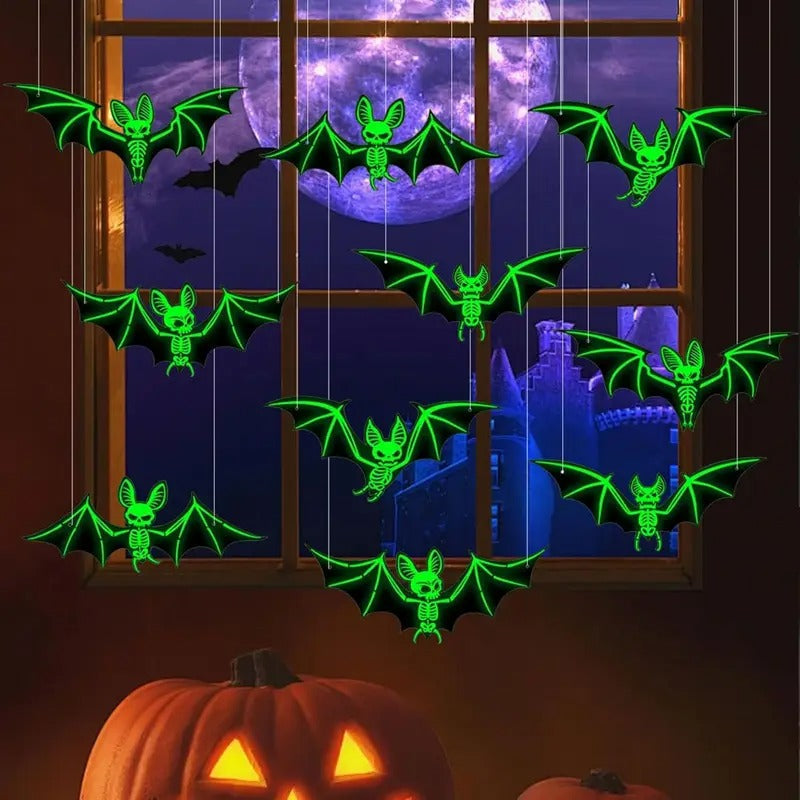 Halloween Luminous Bat Hanging Decoration Set (24pcs) - Tophatter Daily Deals