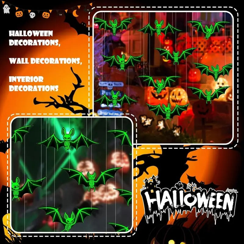 Halloween Luminous Bat Hanging Decoration Set (24pcs) - Tophatter Daily Deals