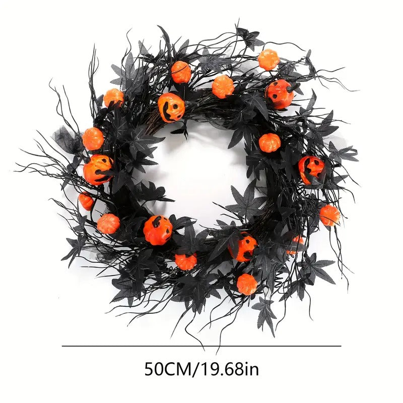 Halloween Pumpkin Wreath Door Hanging Decoration Halloween - Tophatter Daily Deals