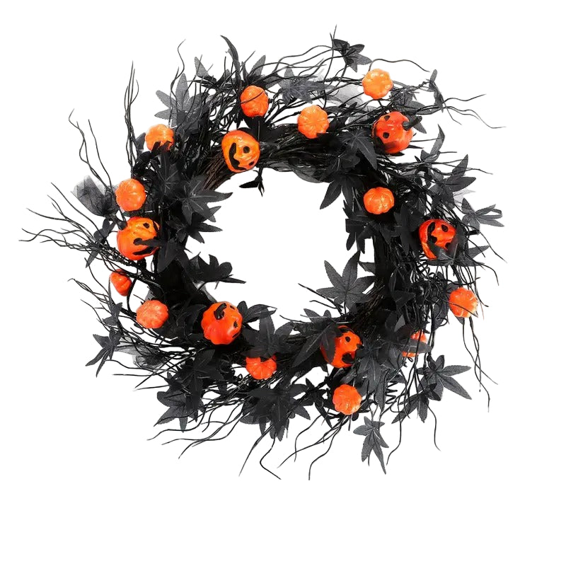 Halloween Pumpkin Wreath Door Hanging Decoration Halloween - Tophatter Daily Deals