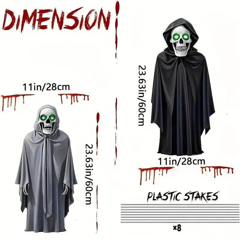 Halloween Skeleton Figurines with Glowing Eyes (2pcs) Halloween - Tophatter Daily Deals