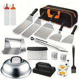 Flat Top Grill Accessories Stainless Steel Set (18pcs) Outdoor Grills - Tophatter Daily Deals